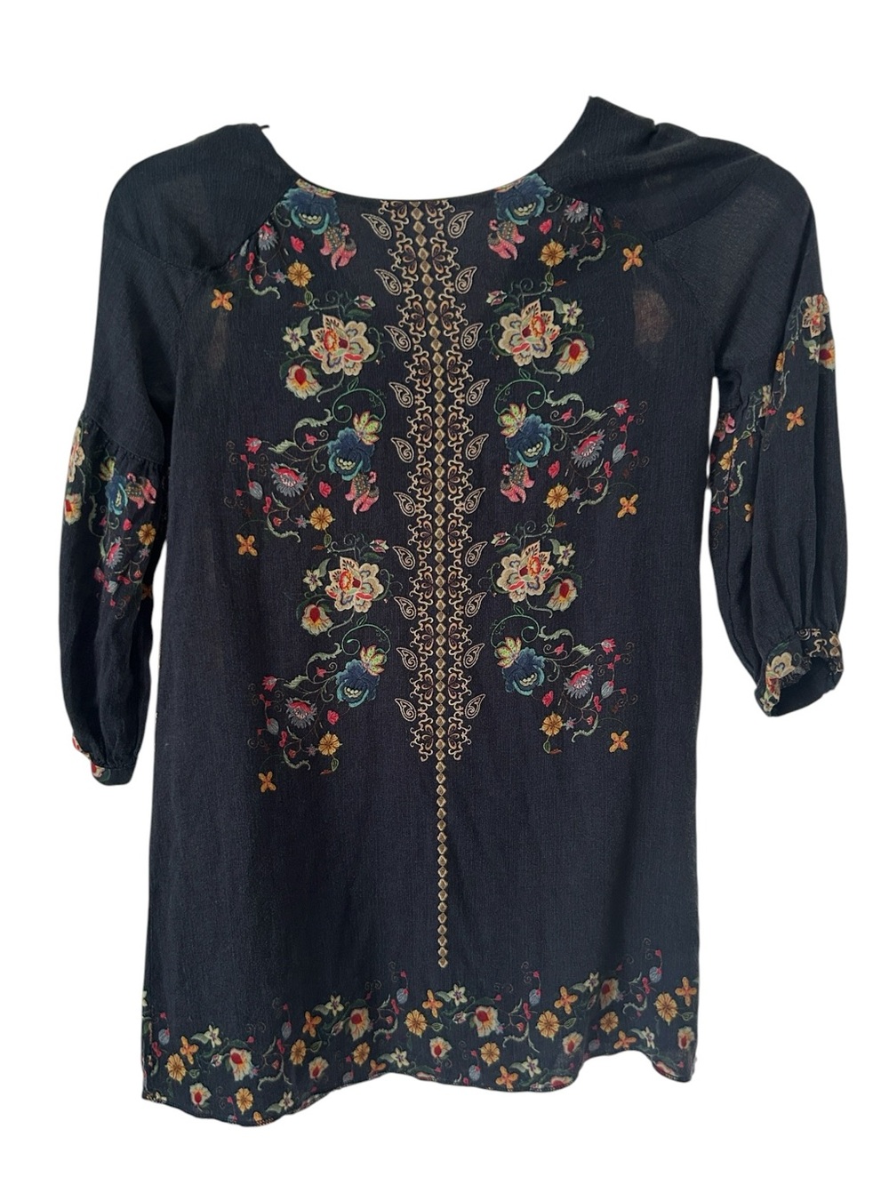 Zara girls blue floral cottagecore lined navy blue dress soft collection size 9